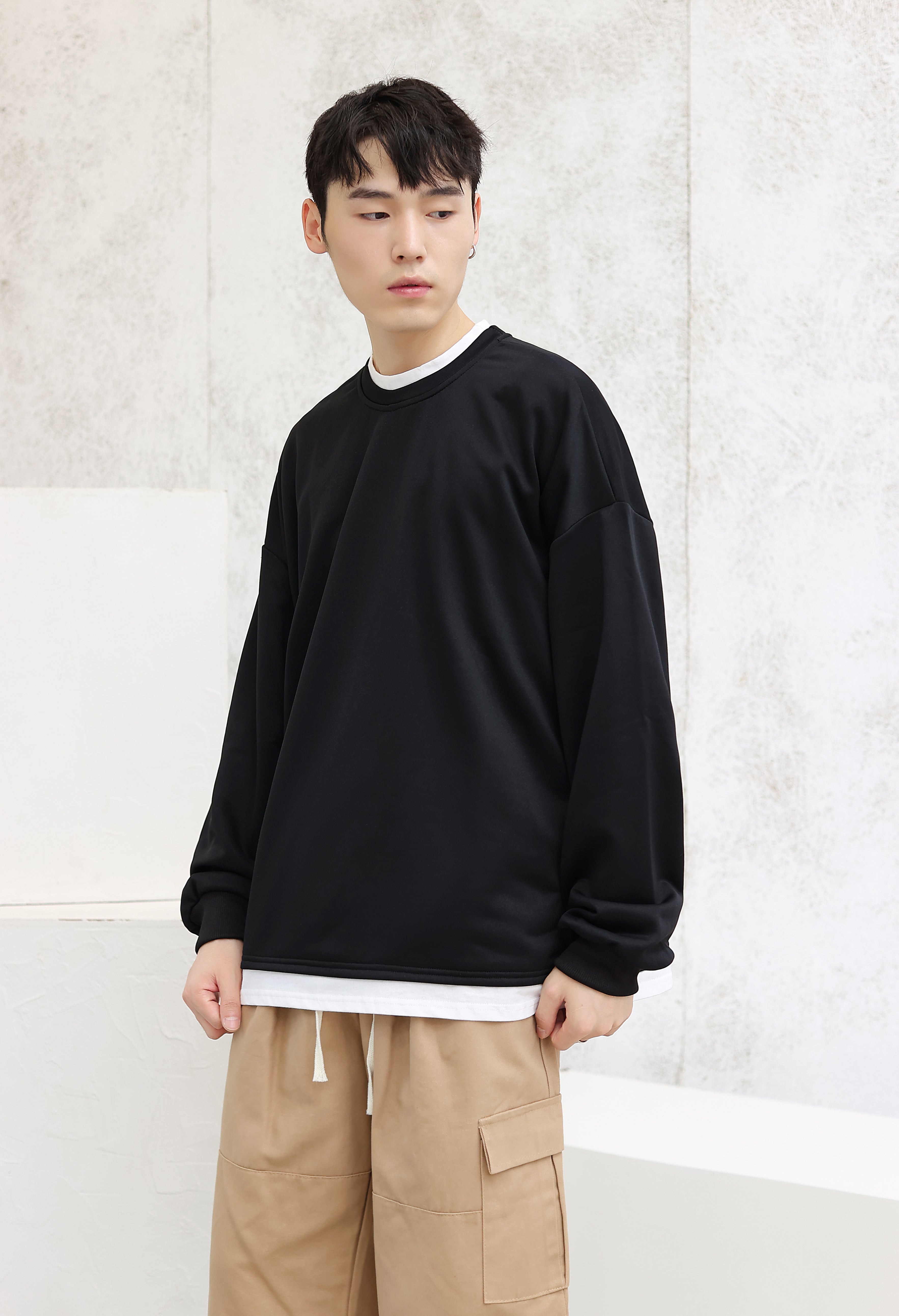 Oversized Mock Two-Piece Long-Sleeve Tee - nightcity clothing