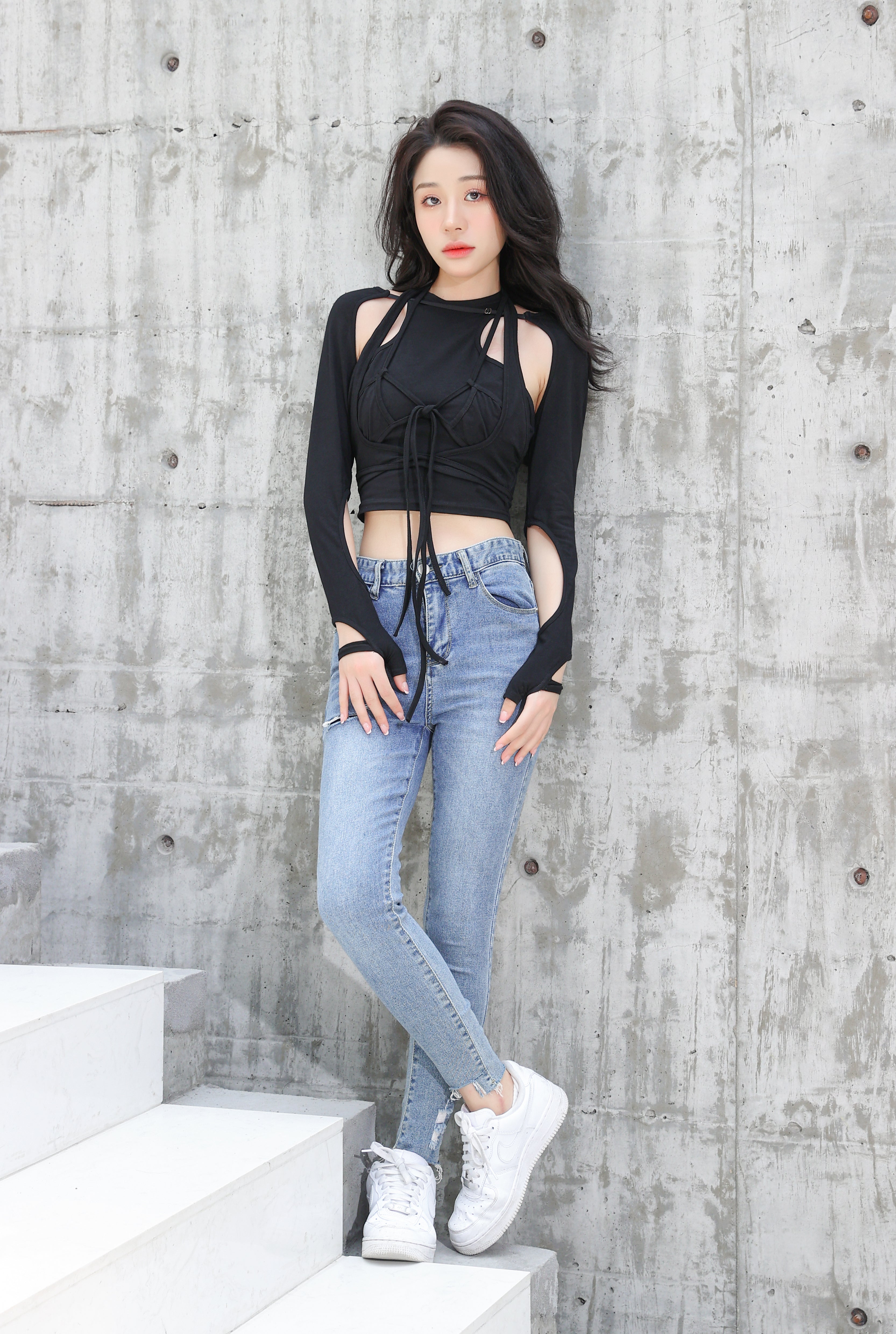 Tie-Up Detailed Crop Top with Cut-Outs - nightcity clothing