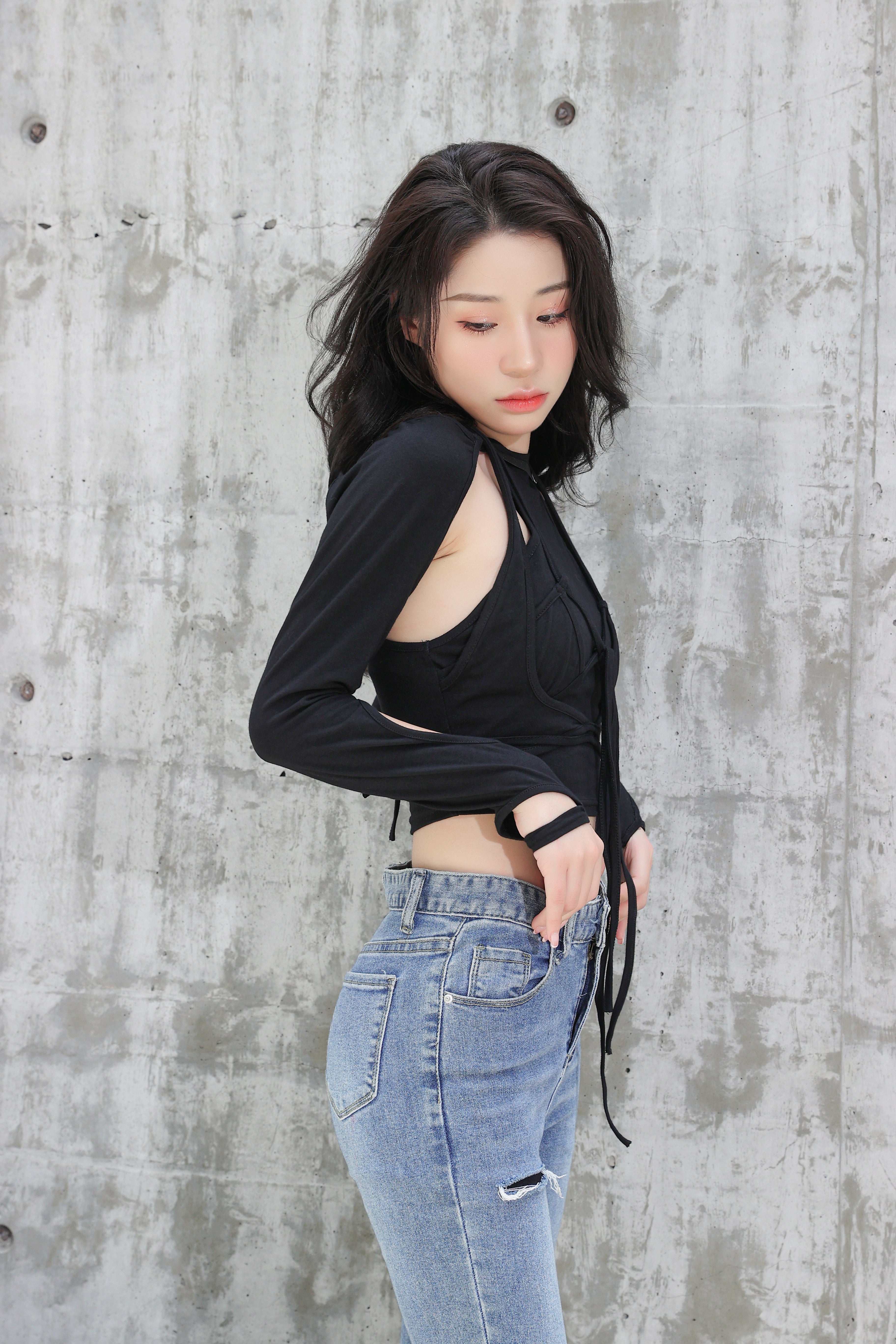 Tie-Up Detailed Crop Top with Cut-Outs - nightcity clothing