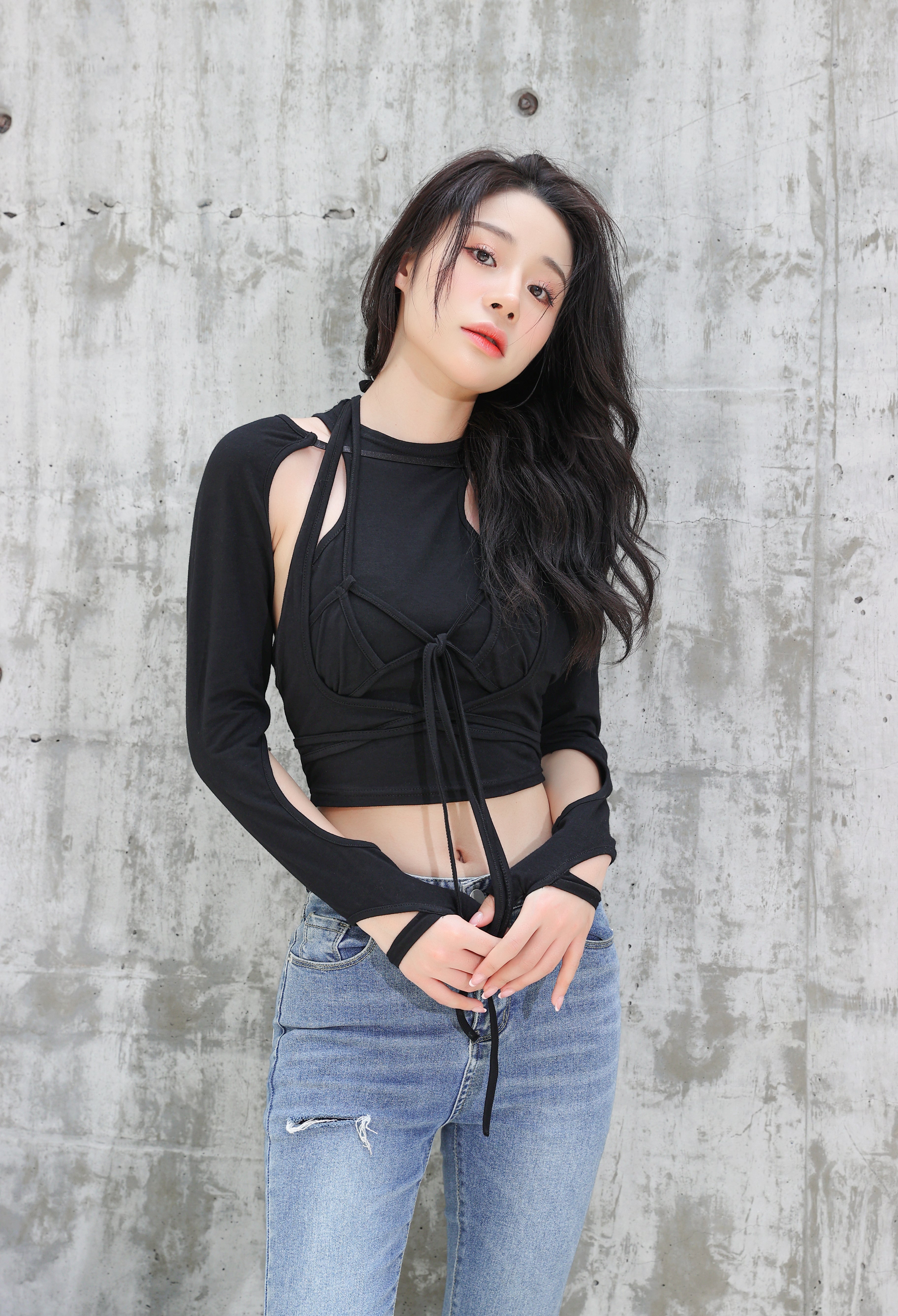 Tie-Up Detailed Crop Top with Cut-Outs - nightcity clothing