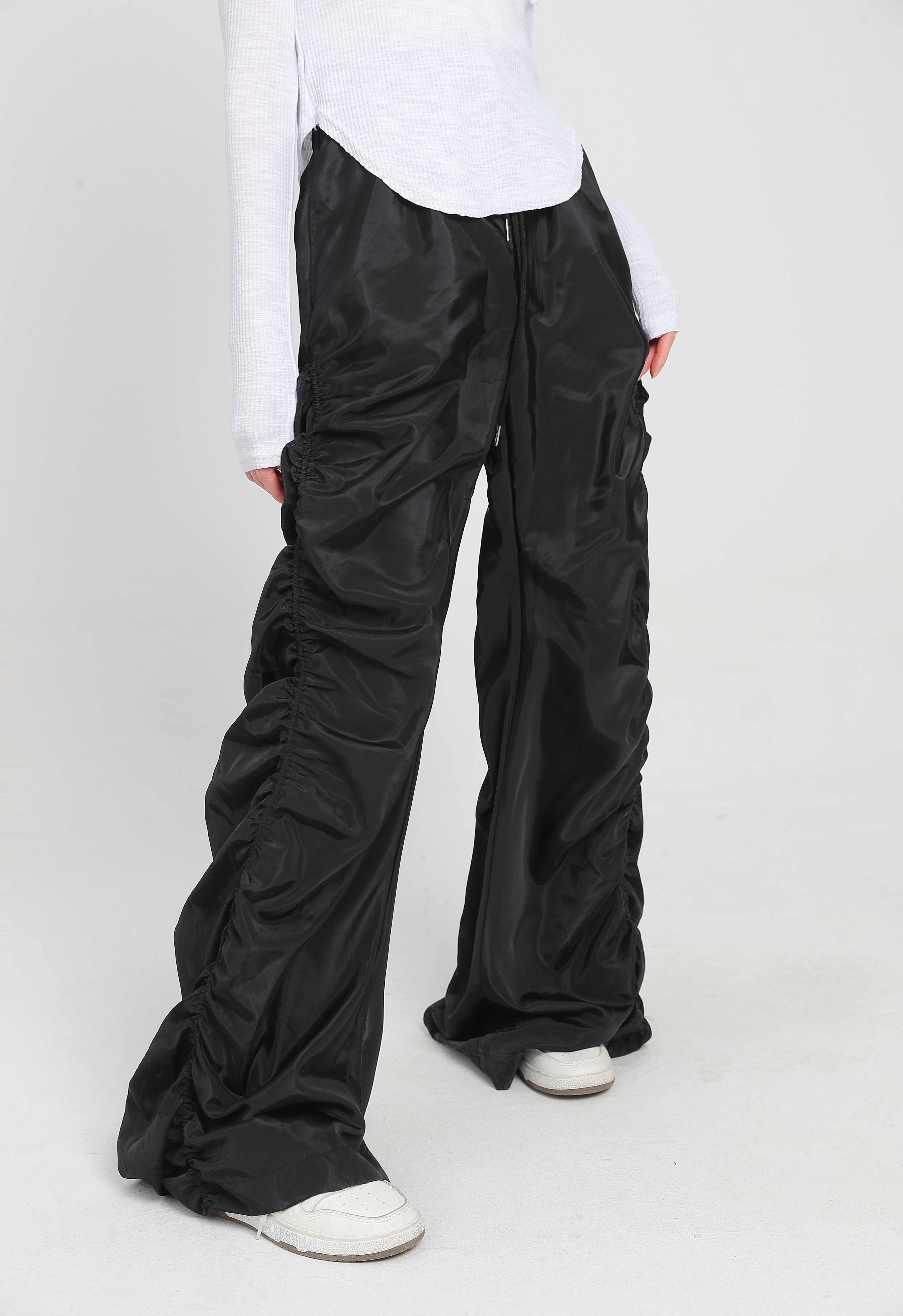 Ruched Drawstring Lightweight Pants