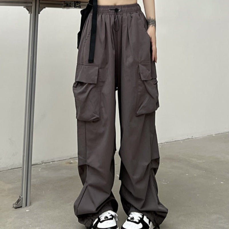 Wide Leg Drawstring Cuff Lightweight Pants - nightcity clothing