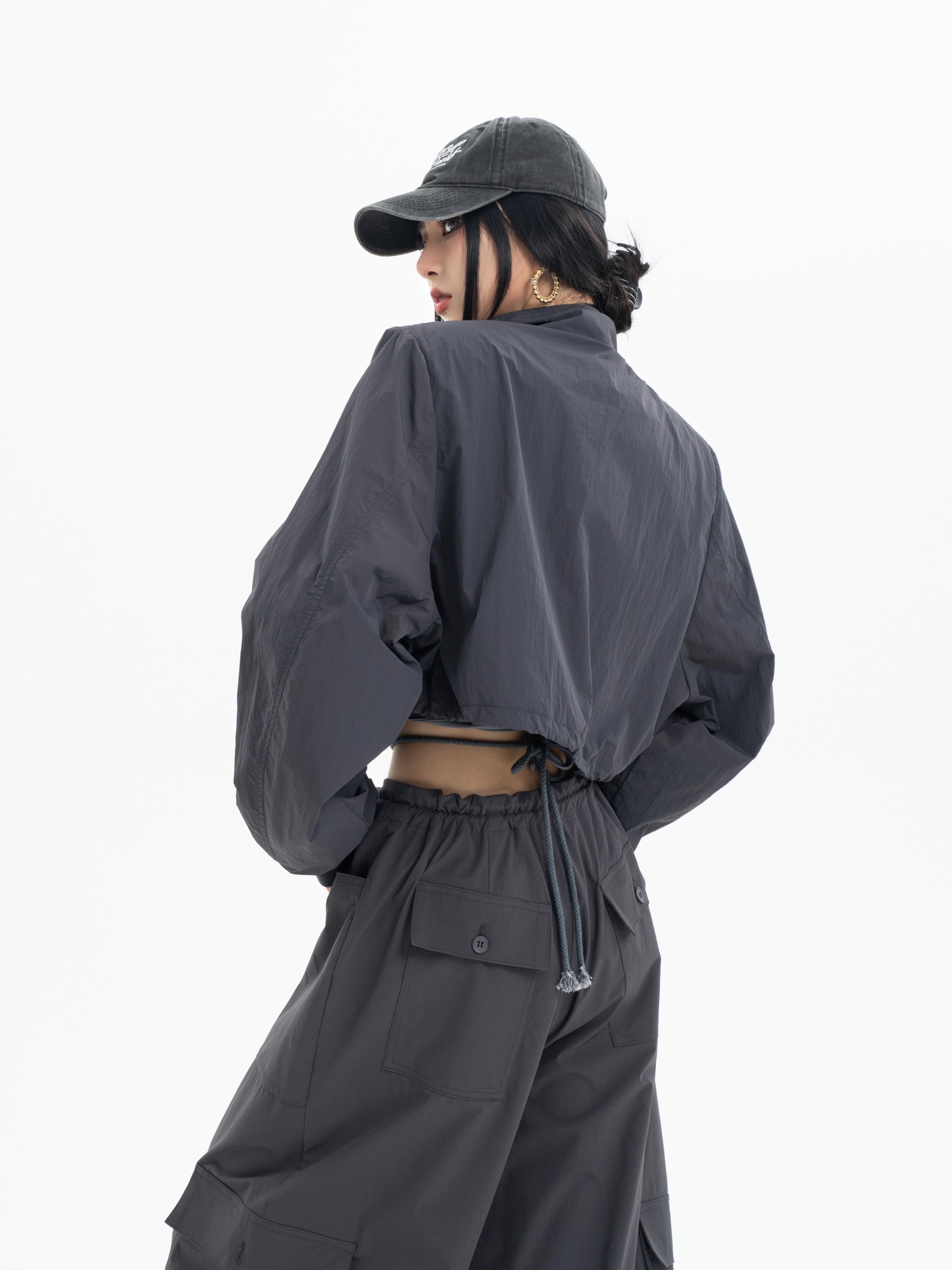 Cropped Flap Pocket Windbreaker - nightcity clothing