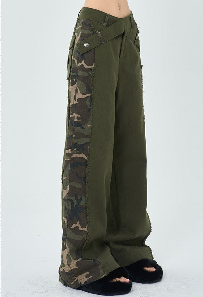 Camo Side-Stripe Straight Jeans - nightcity clothing