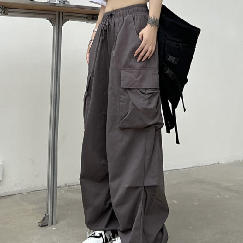 Wide Leg Drawstring Cuff Lightweight Pants - nightcity clothing