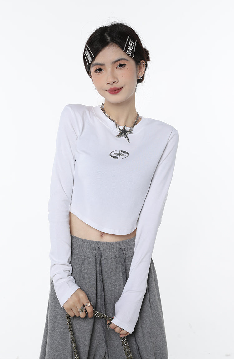 Star Long Sleeve Crop Top