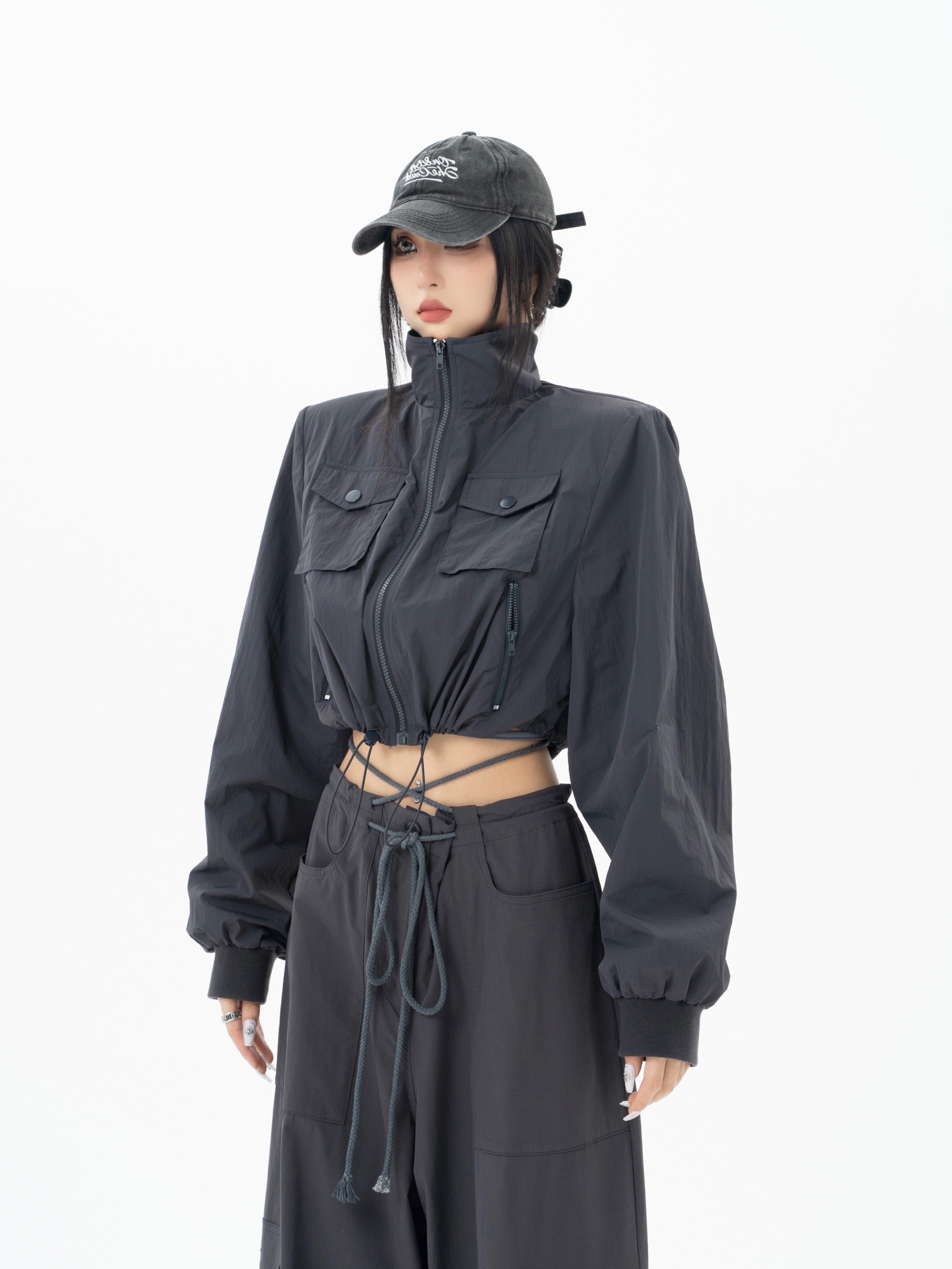 Cropped Flap Pocket Windbreaker - nightcity clothing