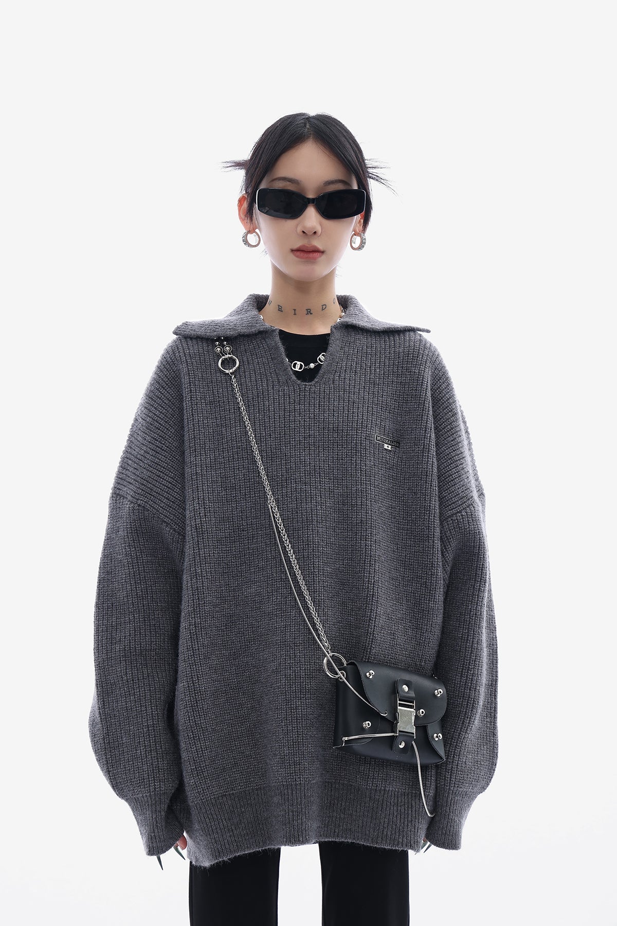 Oversized Collared Knit Pullover