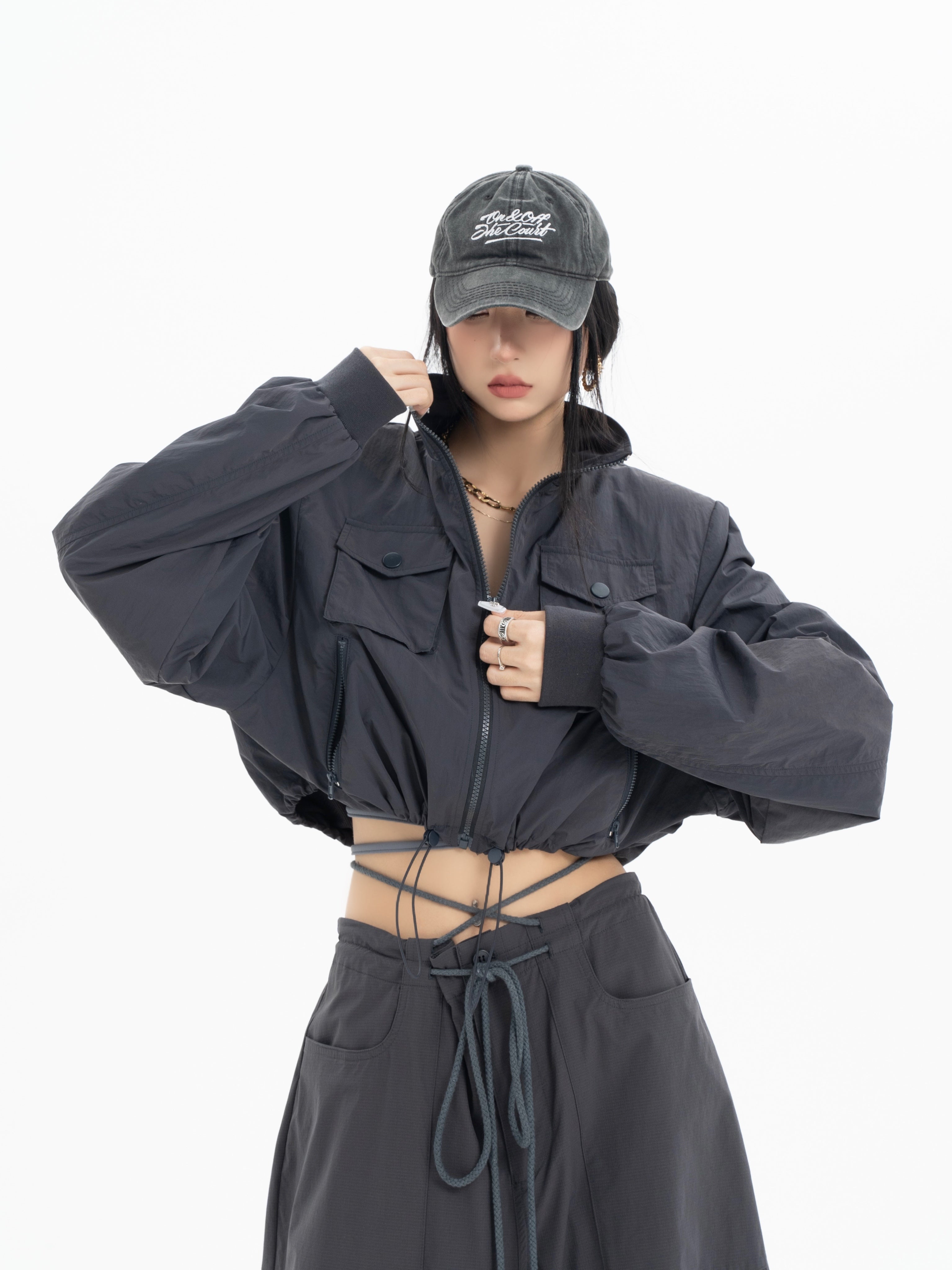 Cropped Flap Pocket Windbreaker - nightcity clothing