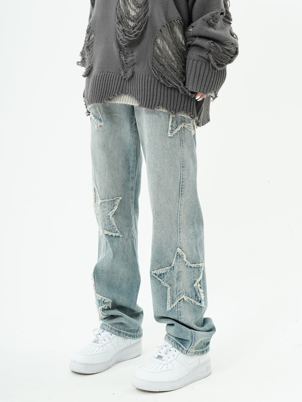 Star Patchwork Straight Fit Jeans