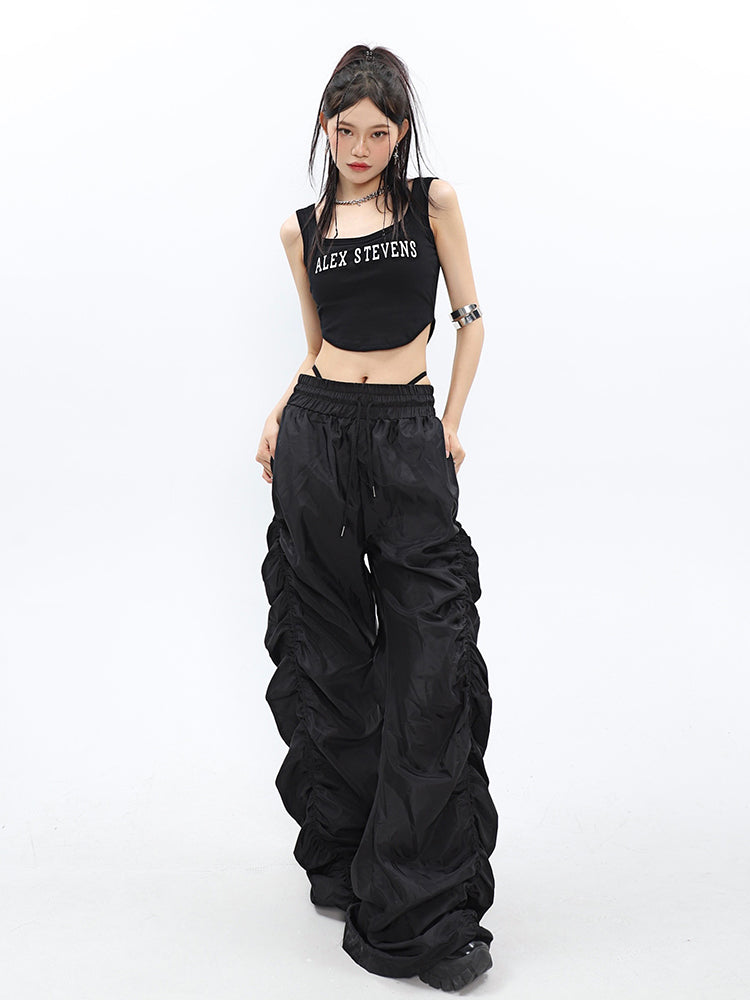 Ruched High-Waisted Jogger Pants - nightcity clothing