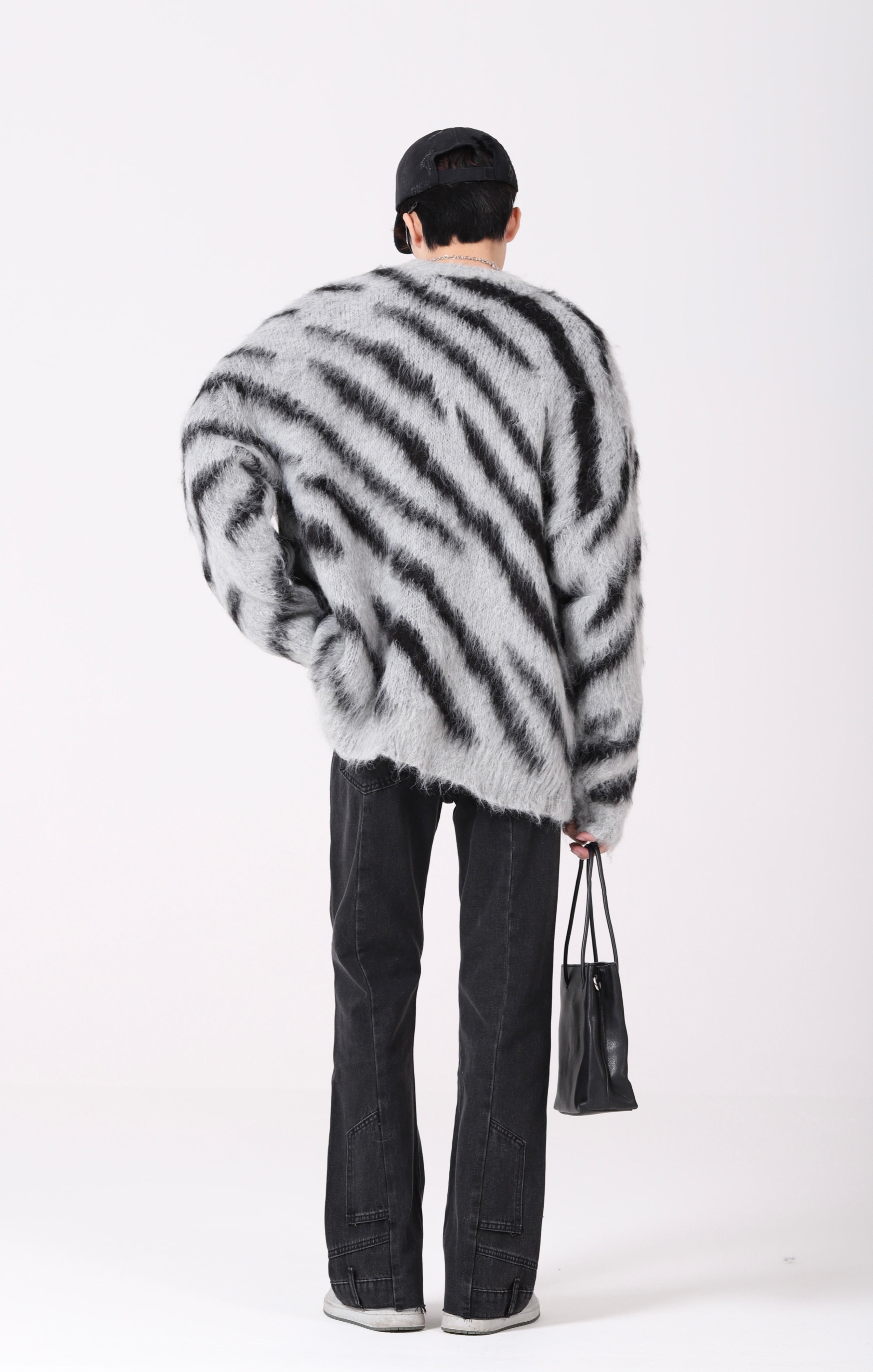 Zebra Print Fuzzy Sweater - nightcity clothing