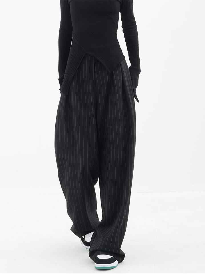 Wide Leg Pinstripe Pants - nightcity clothing