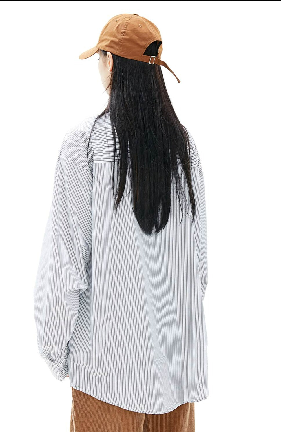 Pinstripe Oversized Long Sleeve Button Shirt