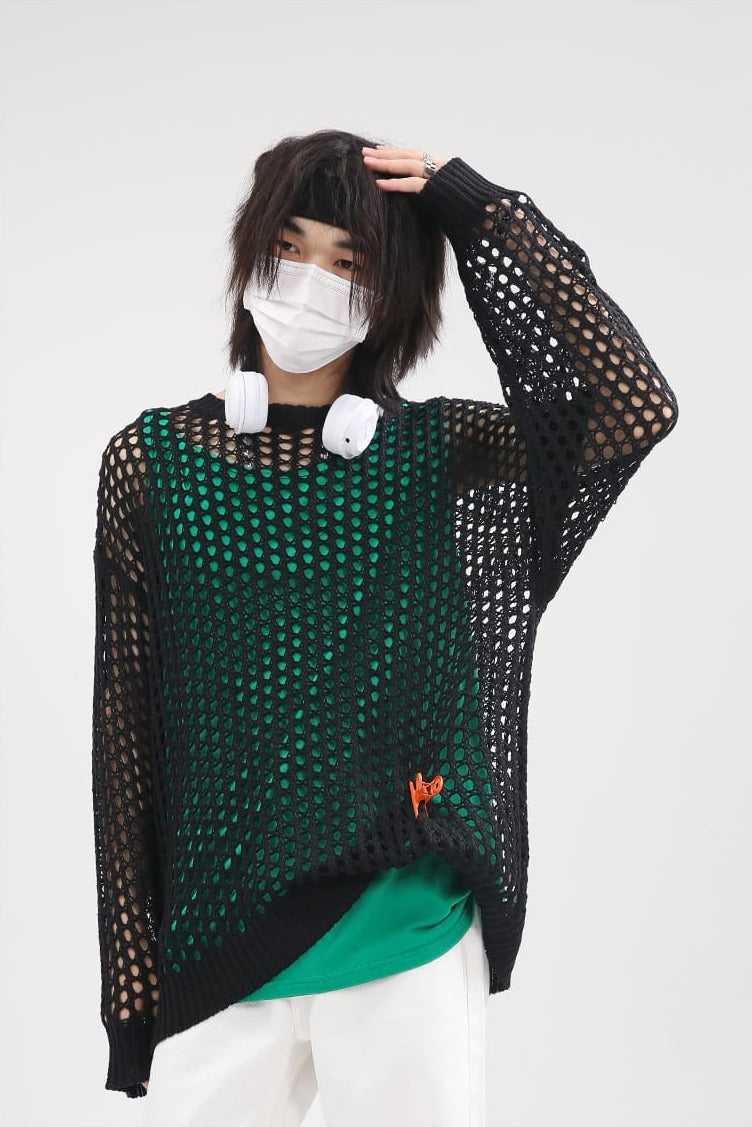 Mesh Knit Sweater - nightcity clothing