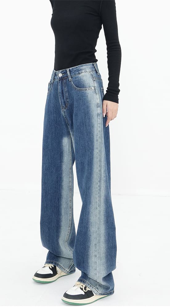 Faded Side Stripe Straight Jeans - nightcity clothing