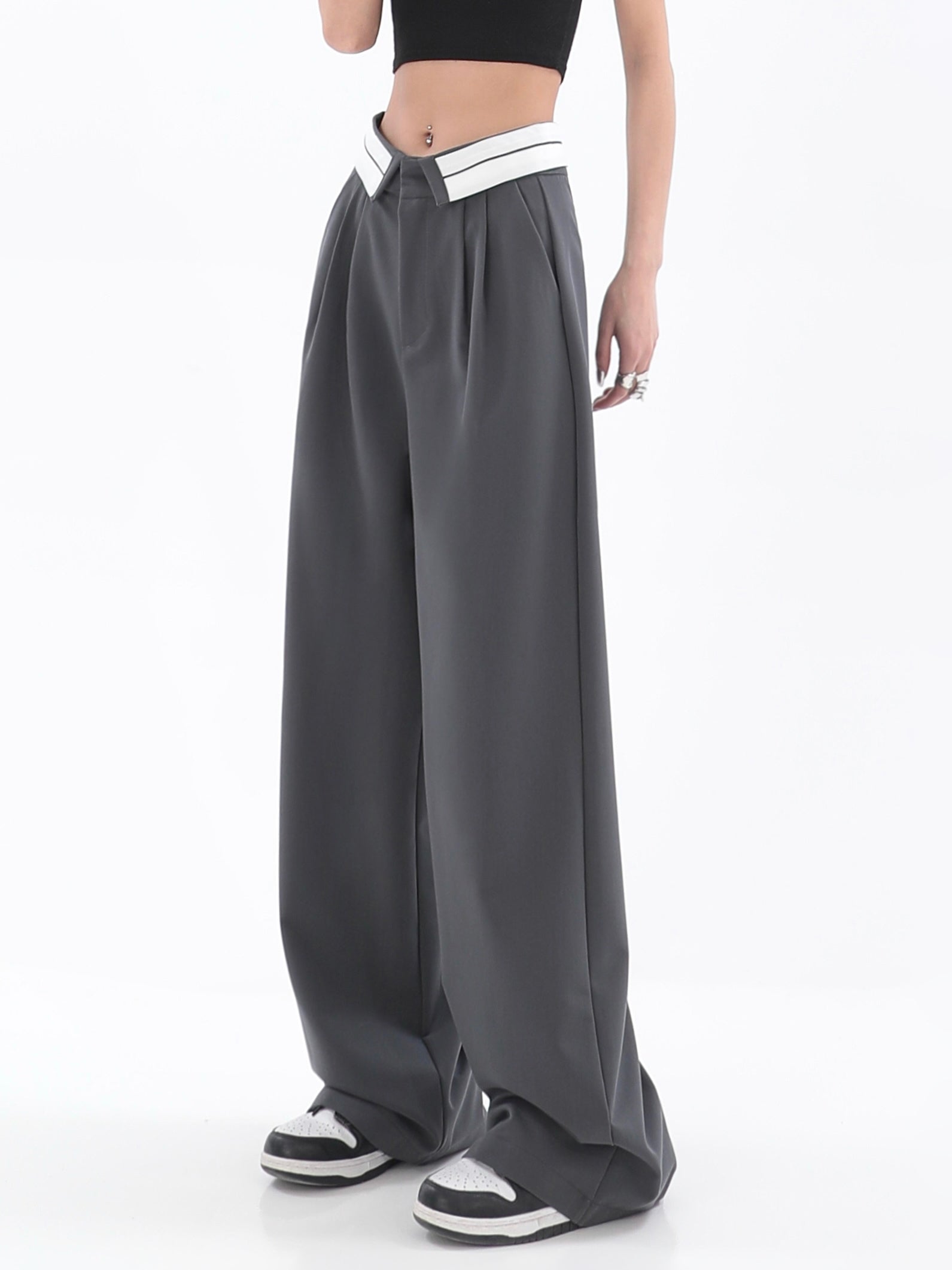 Fold-Over Waist Straight Pants - nightcity clothing