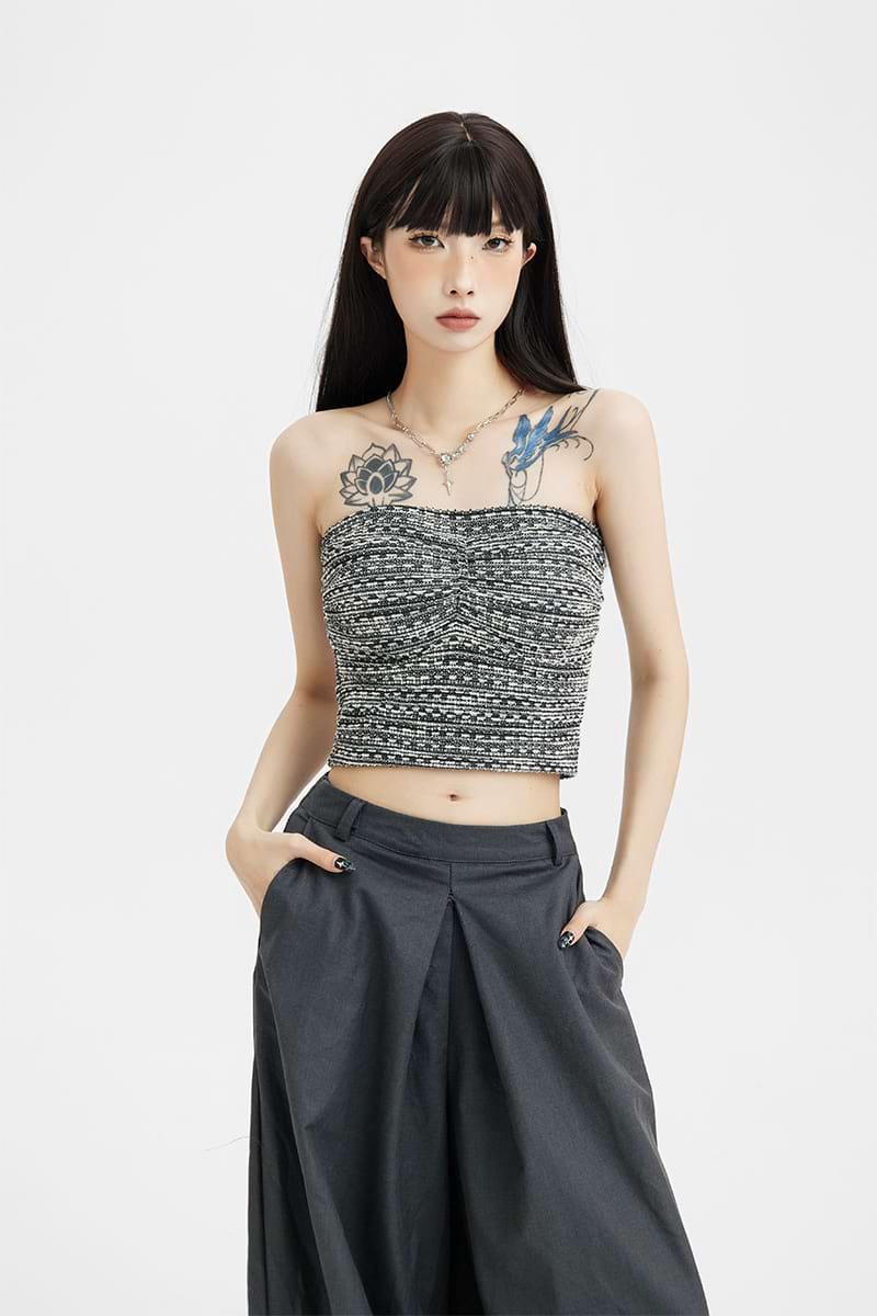 Ruched Cropped Tube Top