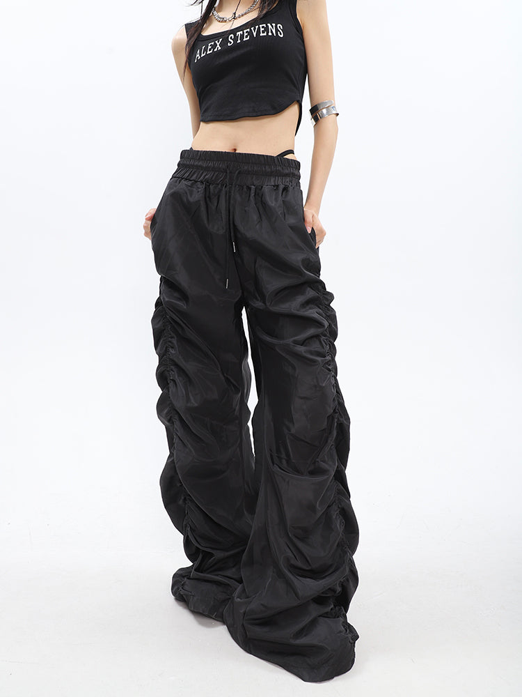 Ruched High-Waisted Jogger Pants - nightcity clothing