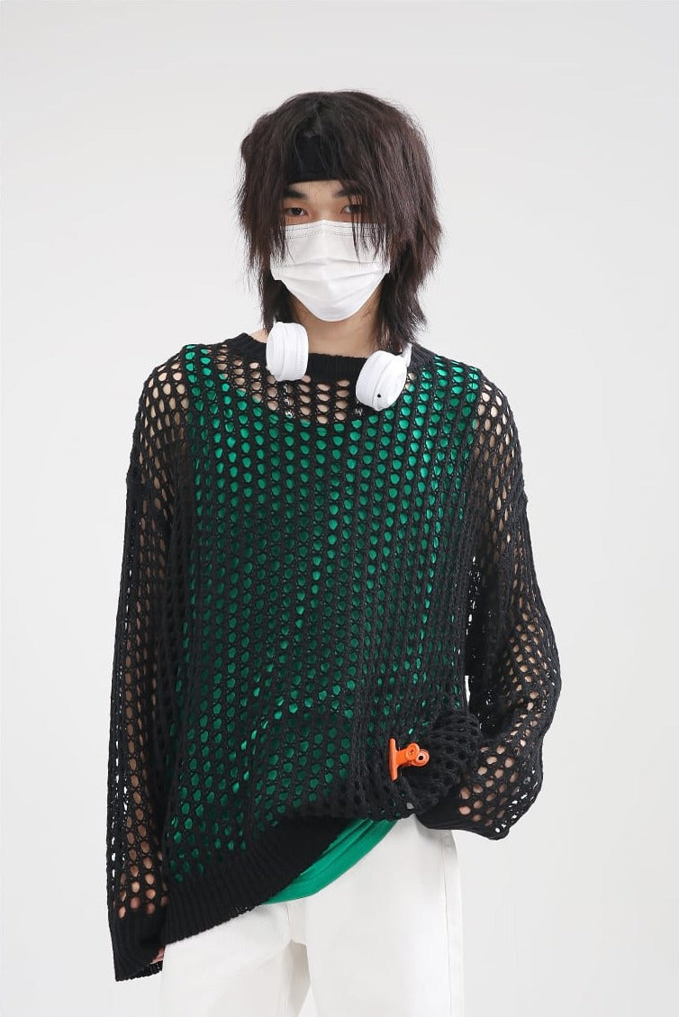 Mesh Knit Sweater - nightcity clothing