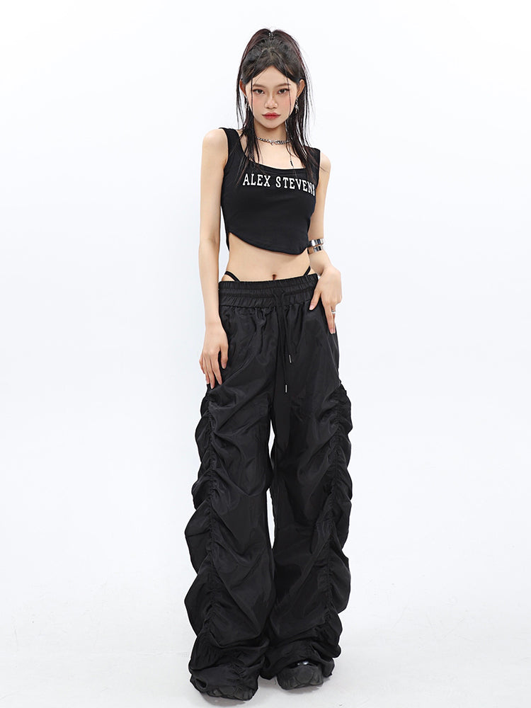 Ruched High-Waisted Jogger Pants - nightcity clothing