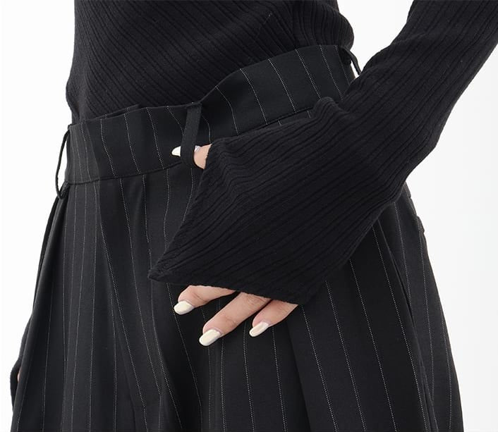 Wide Leg Pinstripe Pants - nightcity clothing