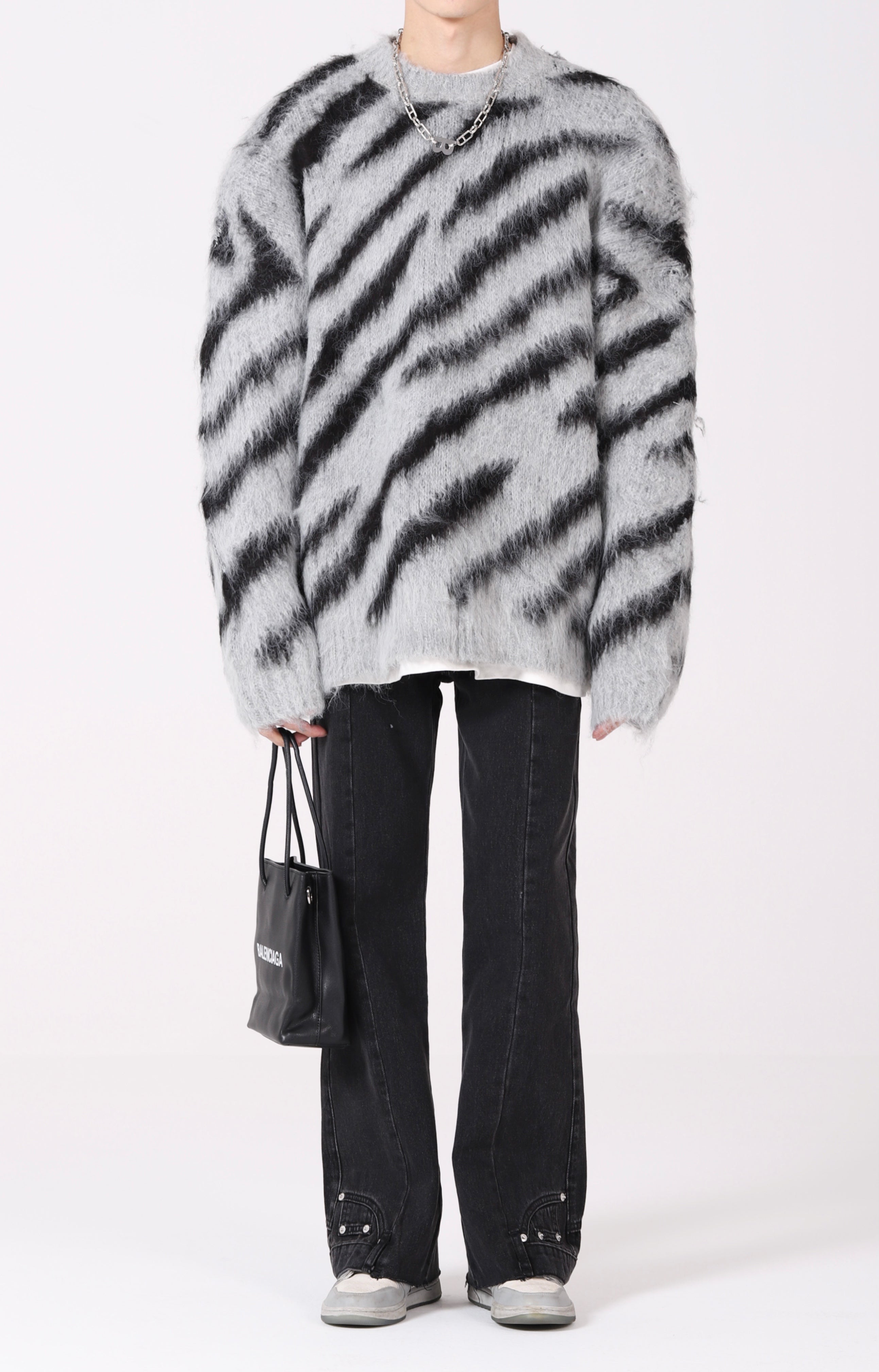 Zebra Print Fuzzy Sweater - nightcity clothing