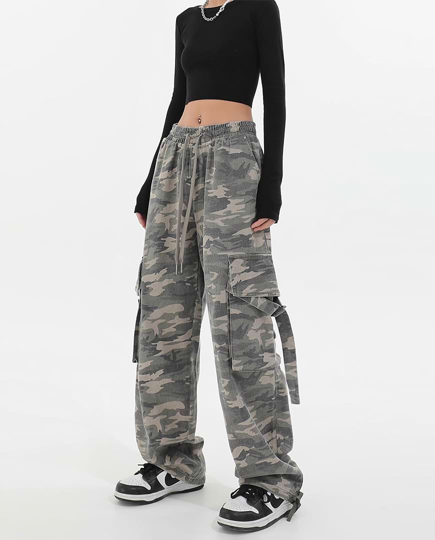 Faded Camo Straight Cargo Pants