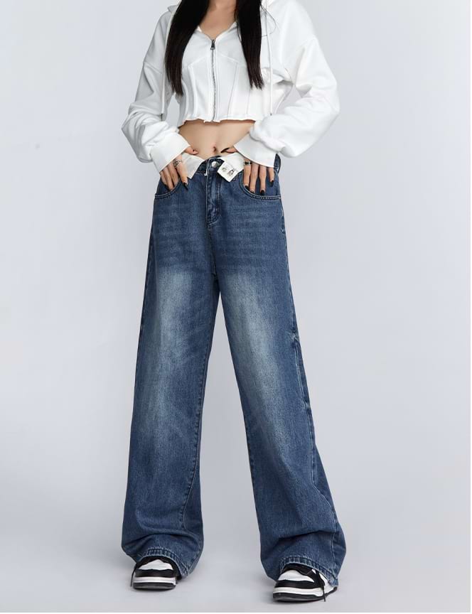 Fold-Over Waist Jeans