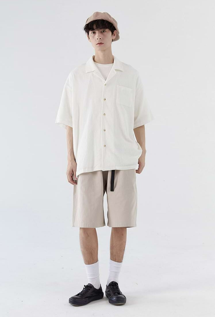 Textured Camp Collar Button Shirt